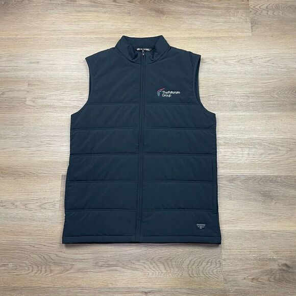 Travis Mathew Vest Mens Medium Black Puffer Cold Bay Golf Full Zip Golfer - Picture 1 of 11